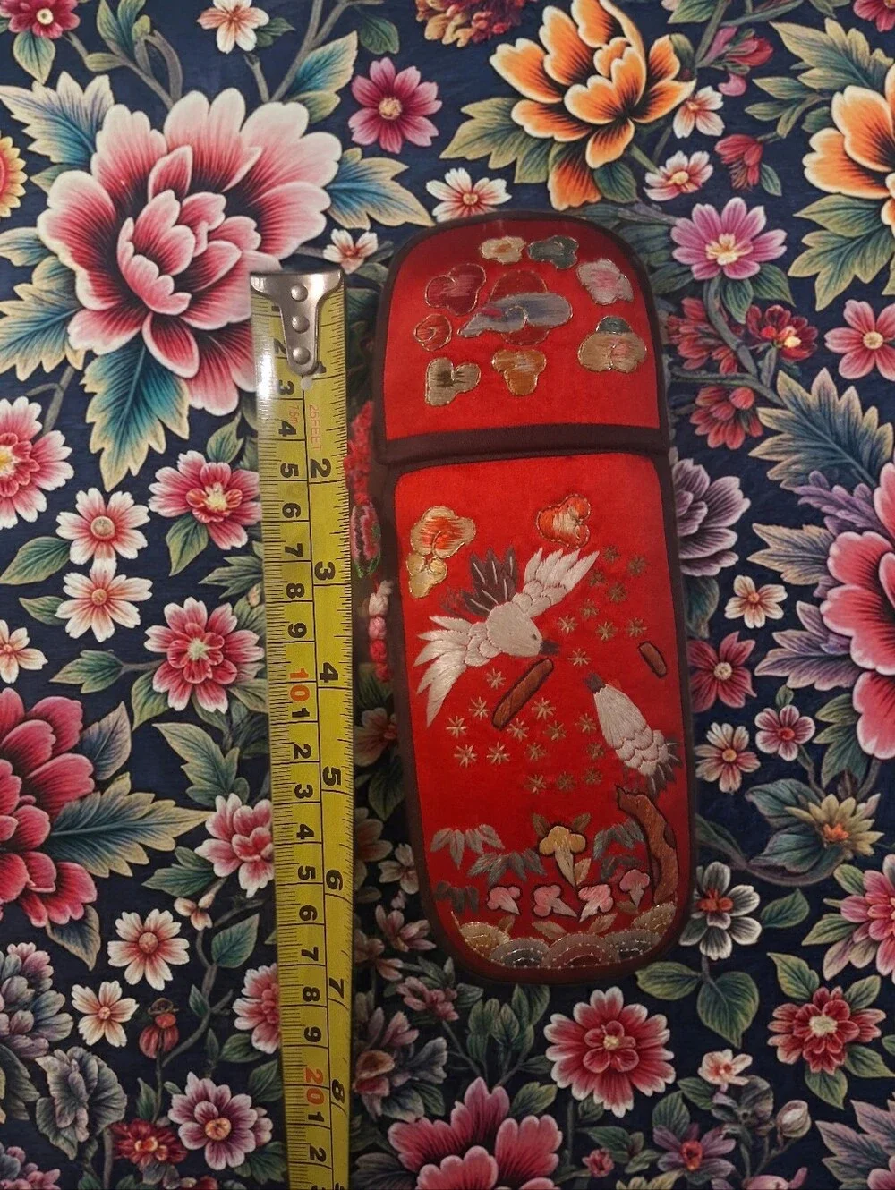 Cranes Embroidered Korean Glasses Case, Fortune Symbols Embroidered Eyewear